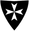 scudo ospitalieri: la croce Amalfitana ad otto punte, bianca su fondo nero; до 1308 года, когда Госпитальеры переселились на Родосс